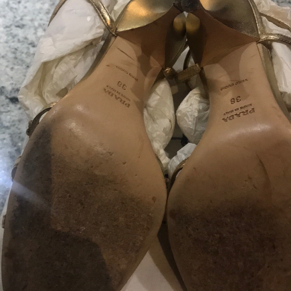 Prada sandals platino silk size 38 women’s - Picture 3 of 5